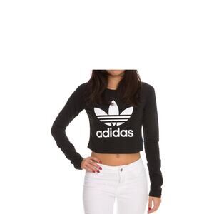 Adidas womens long sleeve crop top Size xsmall black and white